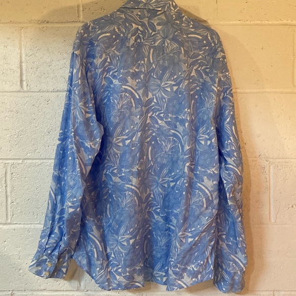 Bertigo Button Down Shirt Men’s US 3XL Tropical Blue and White Collared - Picture 12 of 14